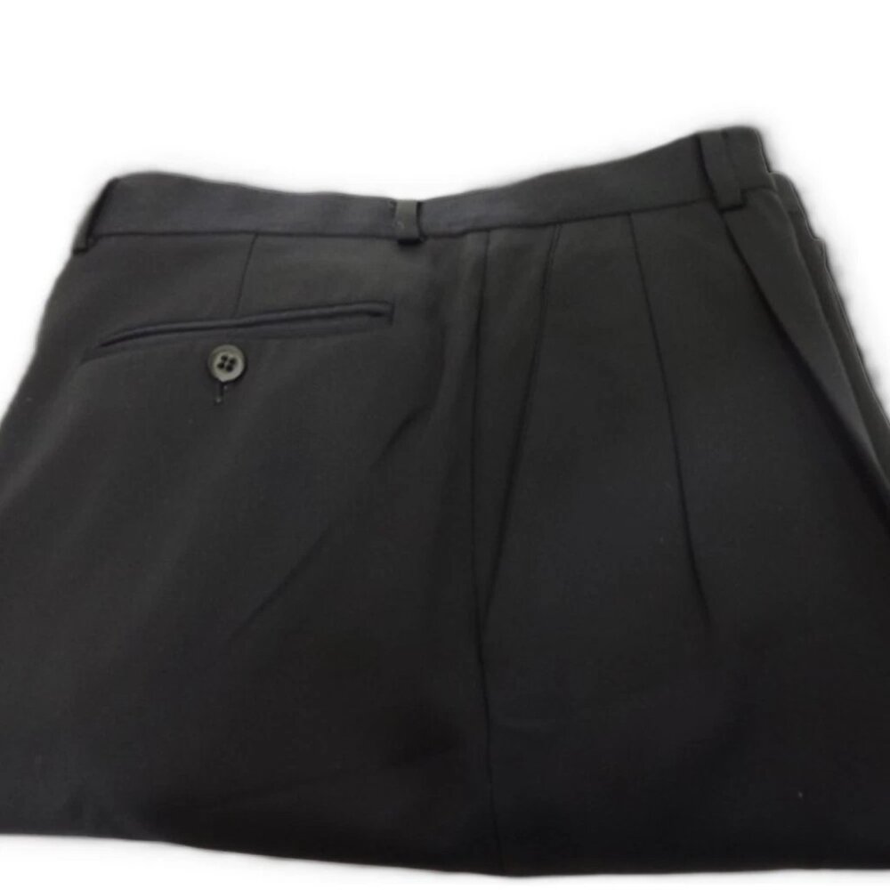 Zanella Bennett Black Wool Dress Pants Mens 33x31 Pleated Trousers Classic Fi